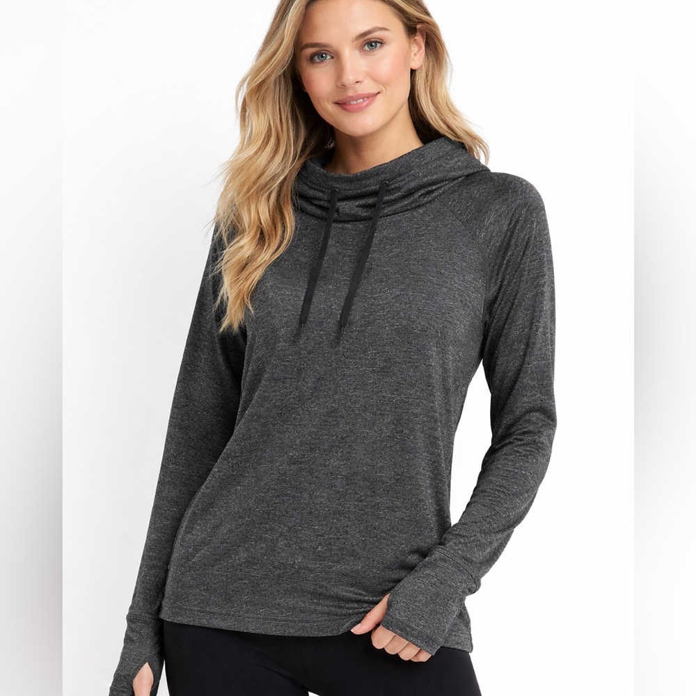 NWT Old Navy Active Gray Heathered Cowl Neck‎ Sweatshirt Hoodie Large